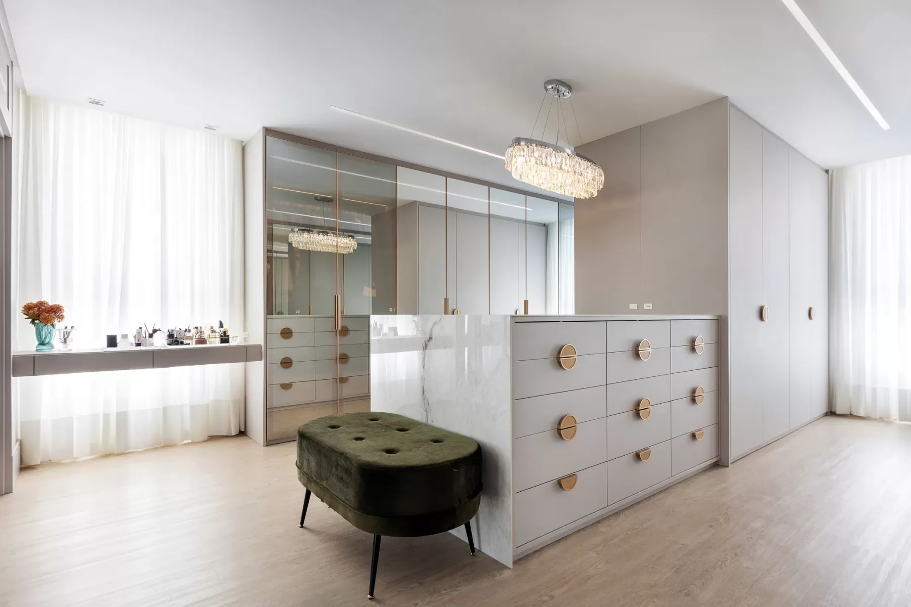 O closet como uma sala de vestir sofisticada